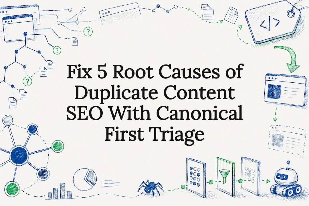 Duplicate content SEO title card illustration