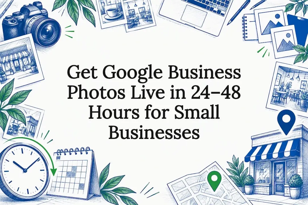 Hand-drawn Google Business photo title card