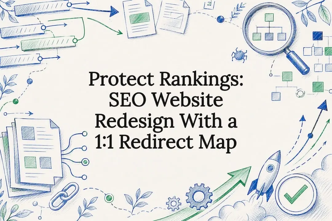 SEO redesign redirect map title card