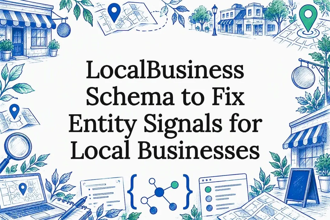 Sketch illustration framing a LocalBusiness schema title