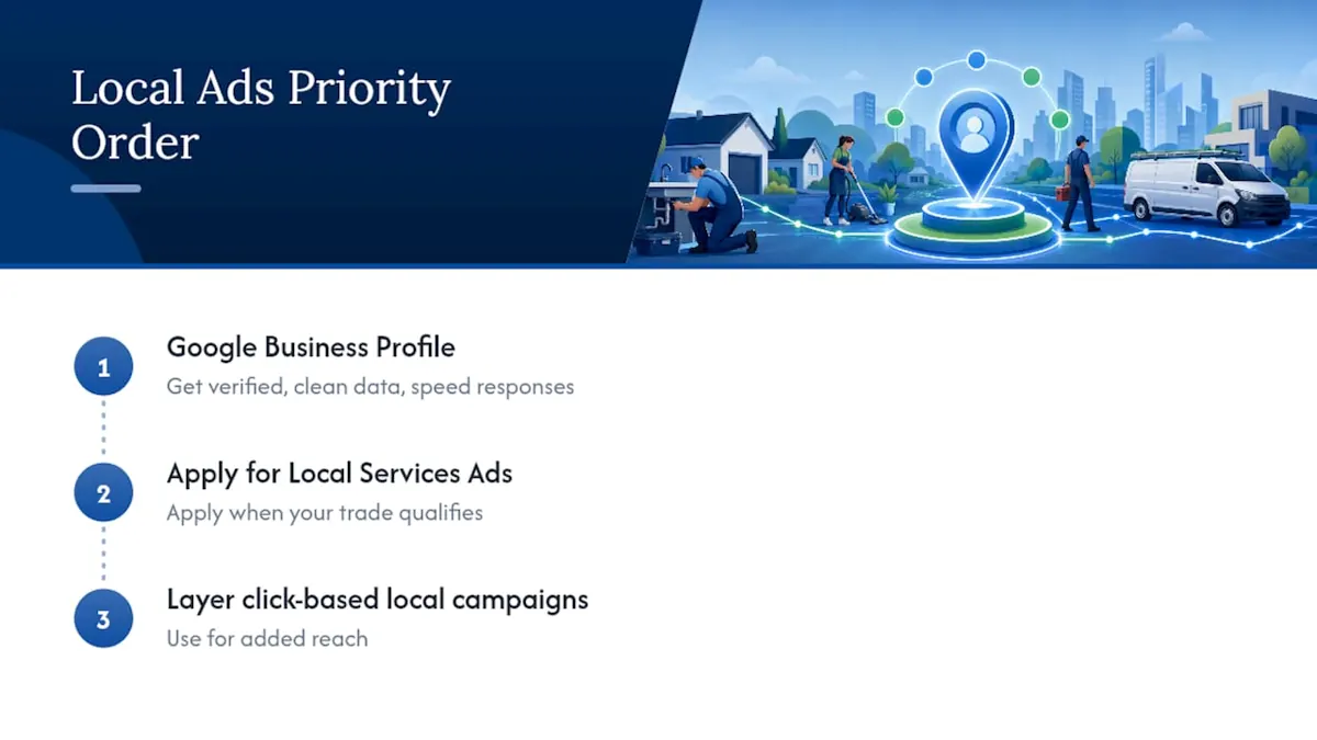 Three-step local advertising priority sequence