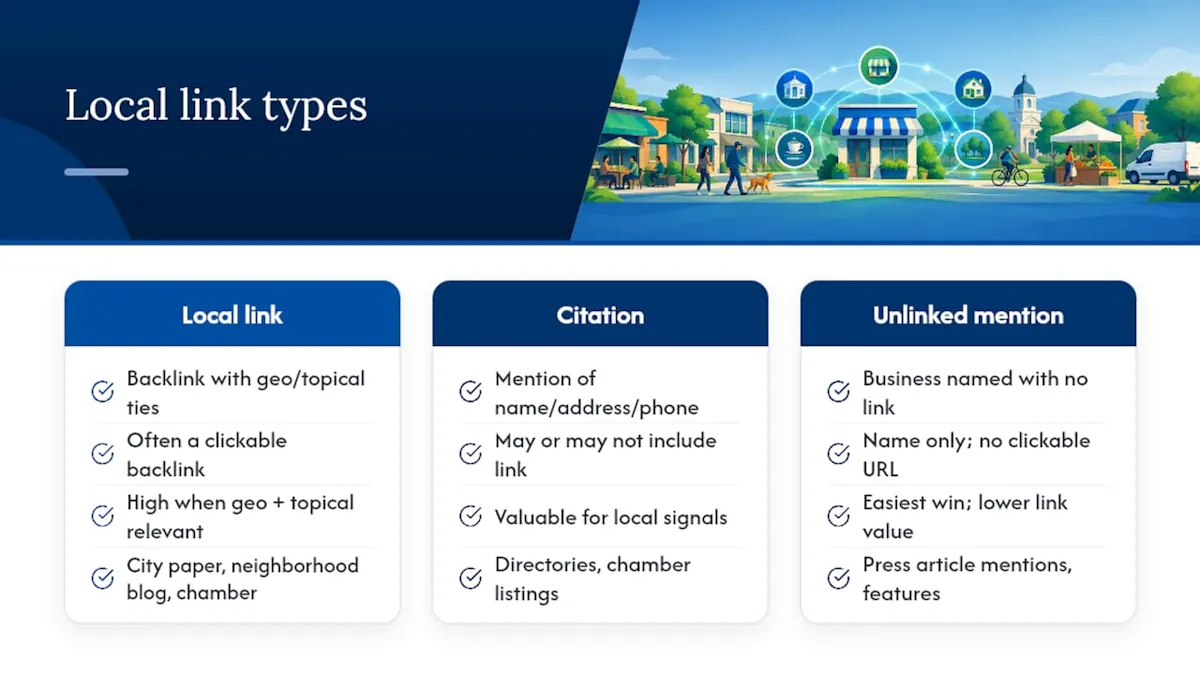 What local link building actually means, overview diagram